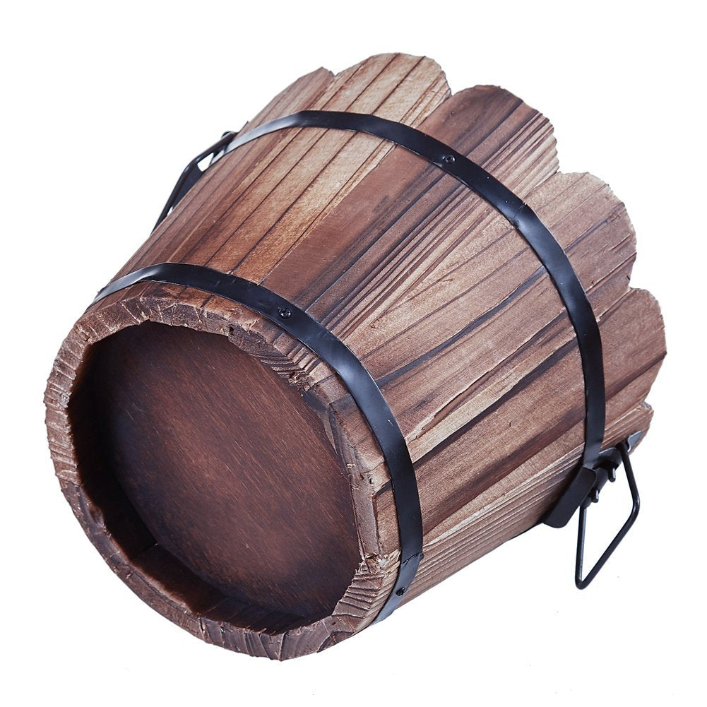 Wooden Rustic Barrel Planter, Set of 3-Small
