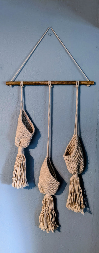 60% OFF! Hand-Made Triple Macrame Plant Hanger-perfect for 3 inch pots, succulents, small plants, candles and more