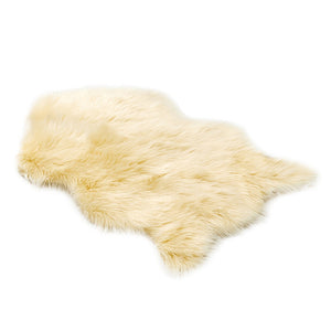 Delectable Garden Soft Faux Sheepskin Lamb Fur Chair Cover, Seat Cover, Area Rug, Mat, Baby Blanket, 2 x 3 Feet - Natural (Yellow, offwhite)