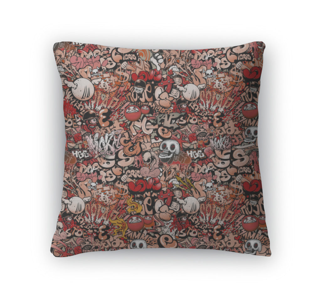 Throw Pillow, Graffiti Pattern