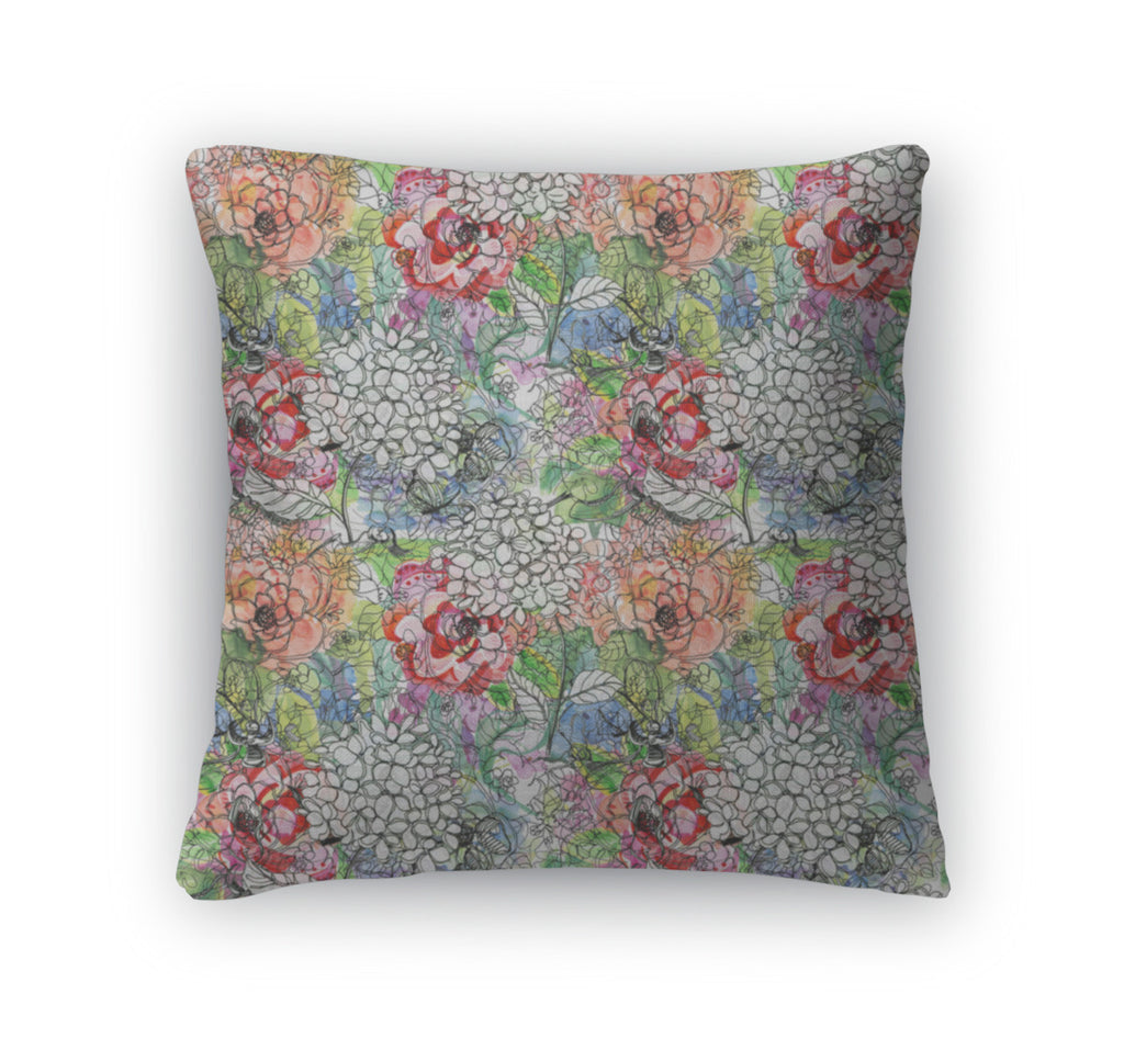 Throw Pillow, Floral With Flowers