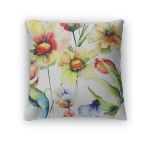 Throw Pillow, Pattern With Wild Flowers