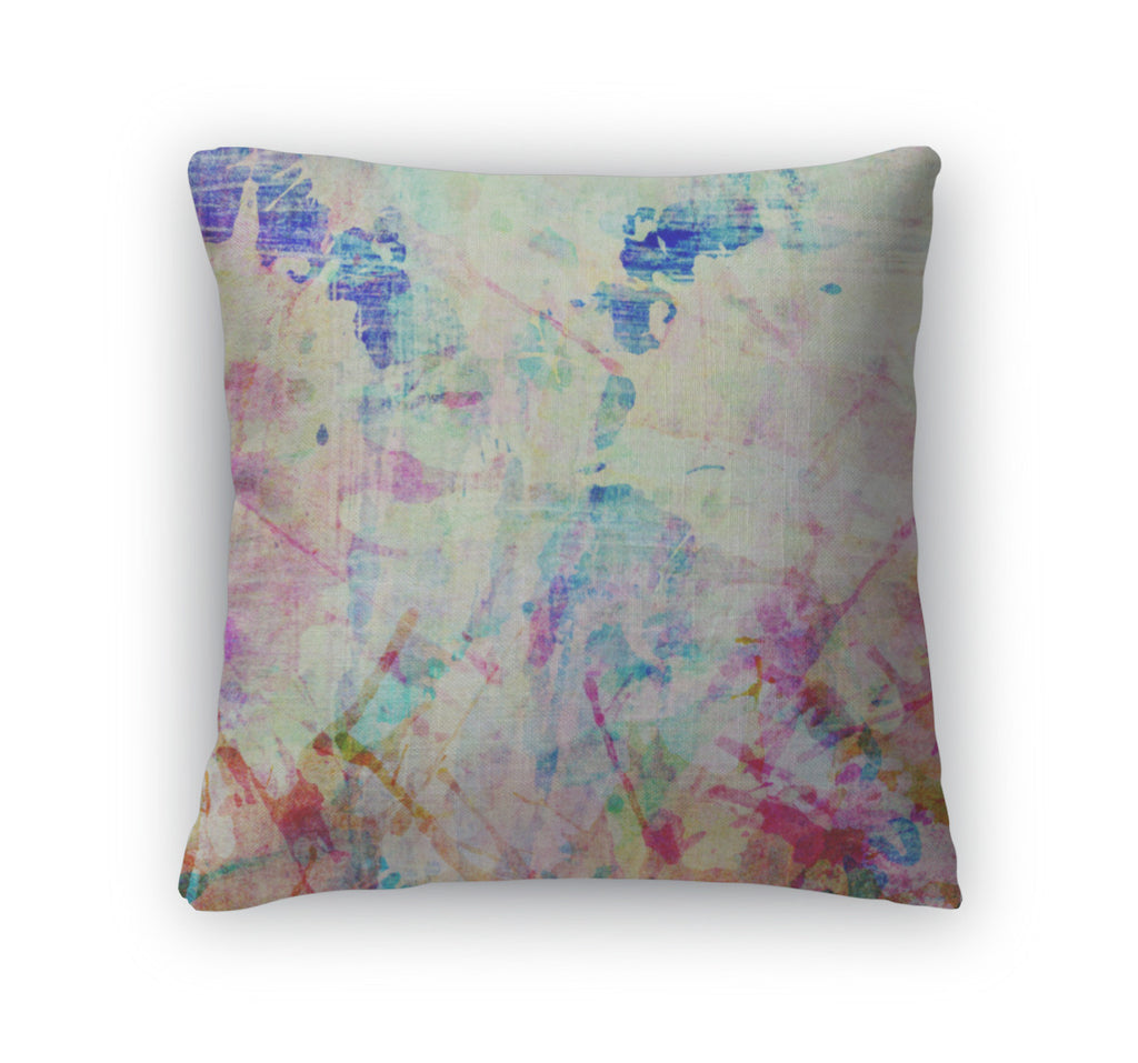 Throw Pillow, Abstract Colorful Painted Watercolor Splash And Stain