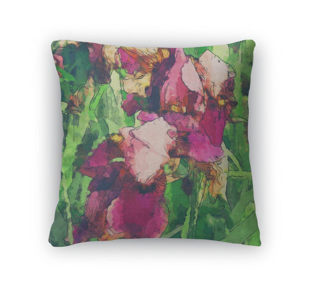 Throw Pillow, Art Floral Colorful Watercolor