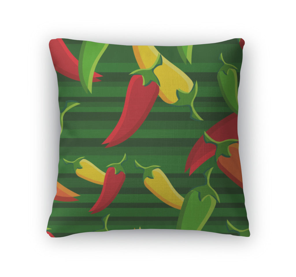 Throw Pillow, Chilli Peppers Pattern Backgroun