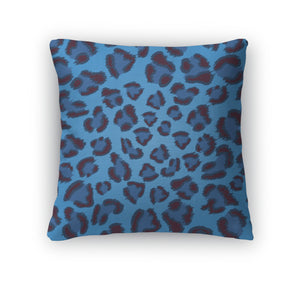 Throw Pillow, Blue Leopard Pattern