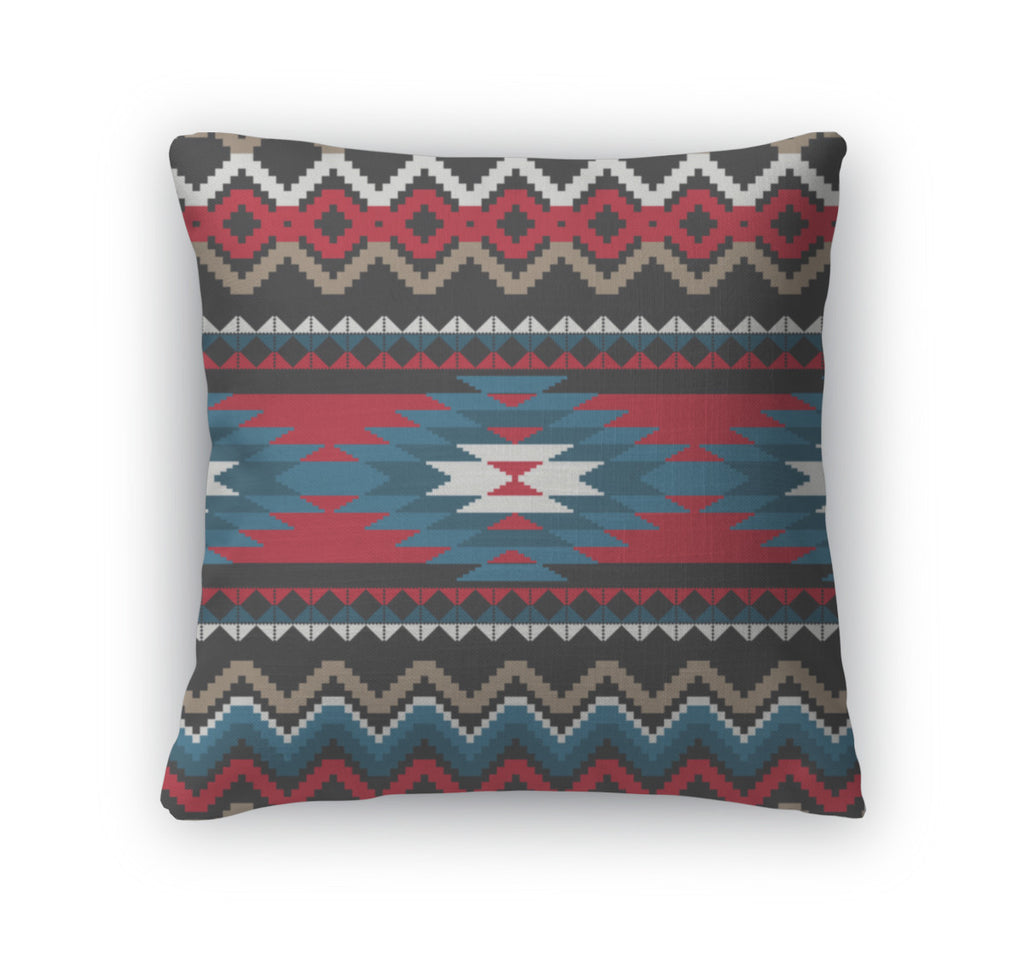 Throw Pillow, Folk Ornamental Pattern