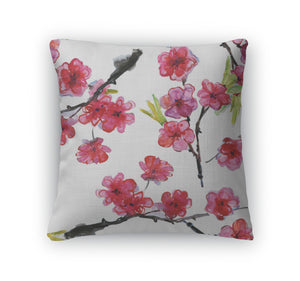 Throw Pillow, Cherry And Plums Flowers
