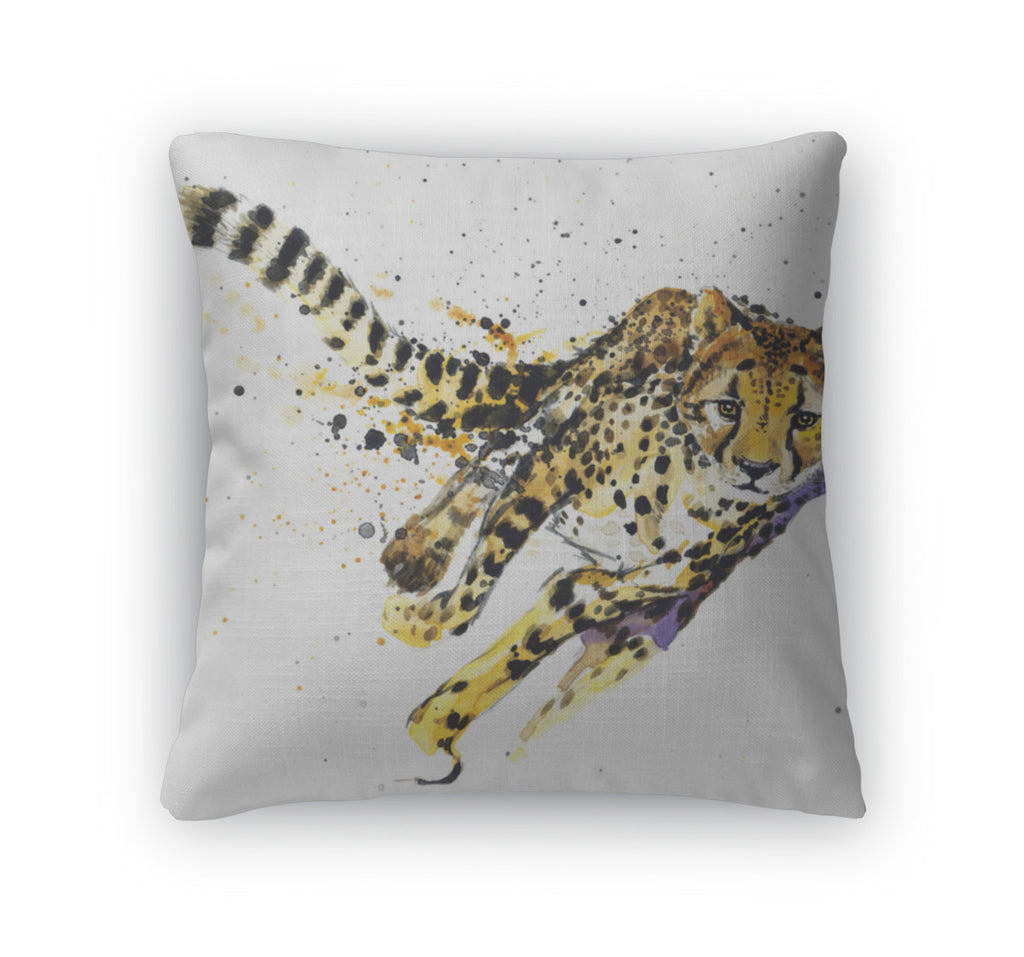 Throw Pillow, Cheetah Tshirt Graphics African Animals Cheetah Illustration With Splash