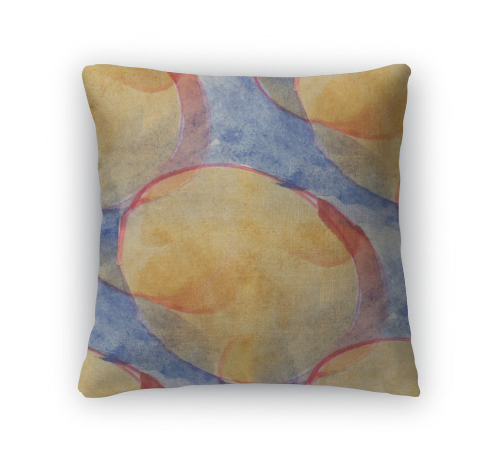 Throw Pillow, America Ancient Ornament Drawing Usa Yellow Blue Red Colorful