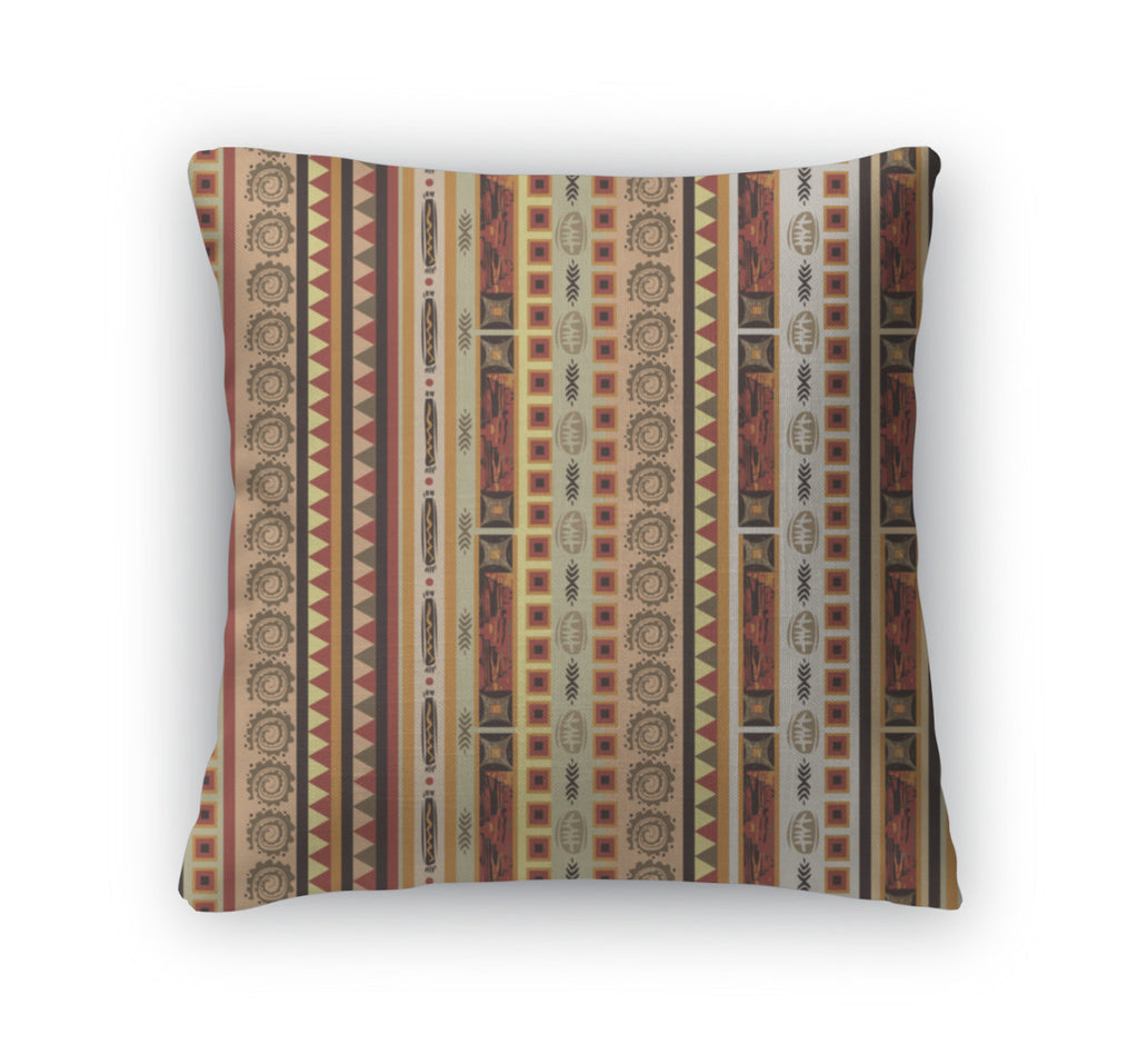 Throw Pillow, Ethnic African Geometrical Ornament