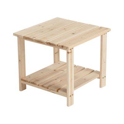 Unfinished Fir Wood 2-Tier End/Side Table