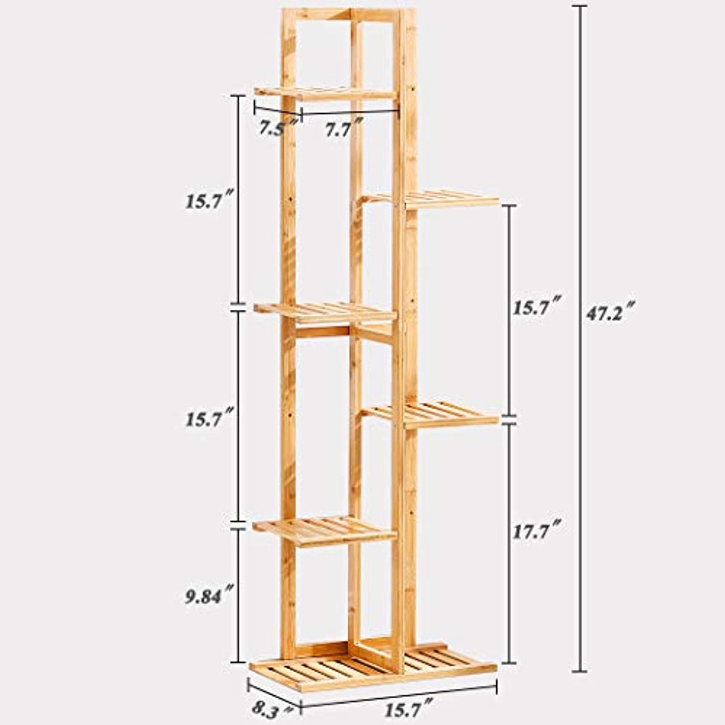 On Sale $10 off!! Bamboo 6 Tier 7 Potted Plant Stand Rack Shelf Indoor Outdoor Display Shelving Unit for Patio Garden Corner Balcony Living Room