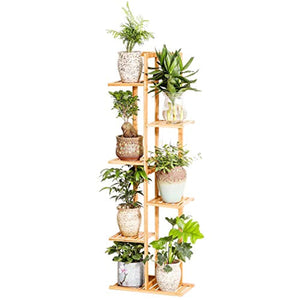 On Sale $10 off!! Bamboo 6 Tier 7 Potted Plant Stand Rack Shelf Indoor Outdoor Display Shelving Unit for Patio Garden Corner Balcony Living Room