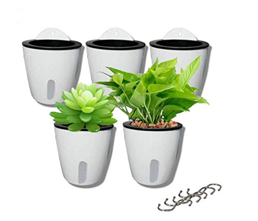 5 Pack  Self Watering Hanging Planters,Wall Mounted  with 5 Hooks