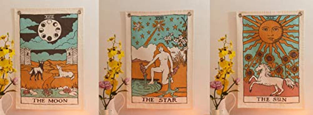 On sale! Tarot Flag Tapestry - The Sun, The Moon and The Star - Pack of 3