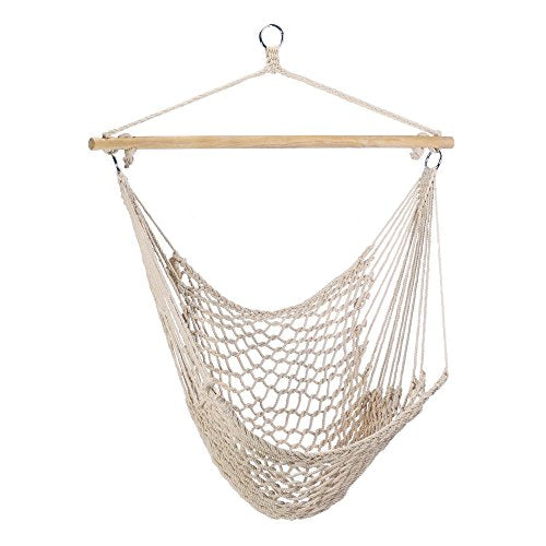 Cotton Rope Hammock Chair with Wood Stretcher