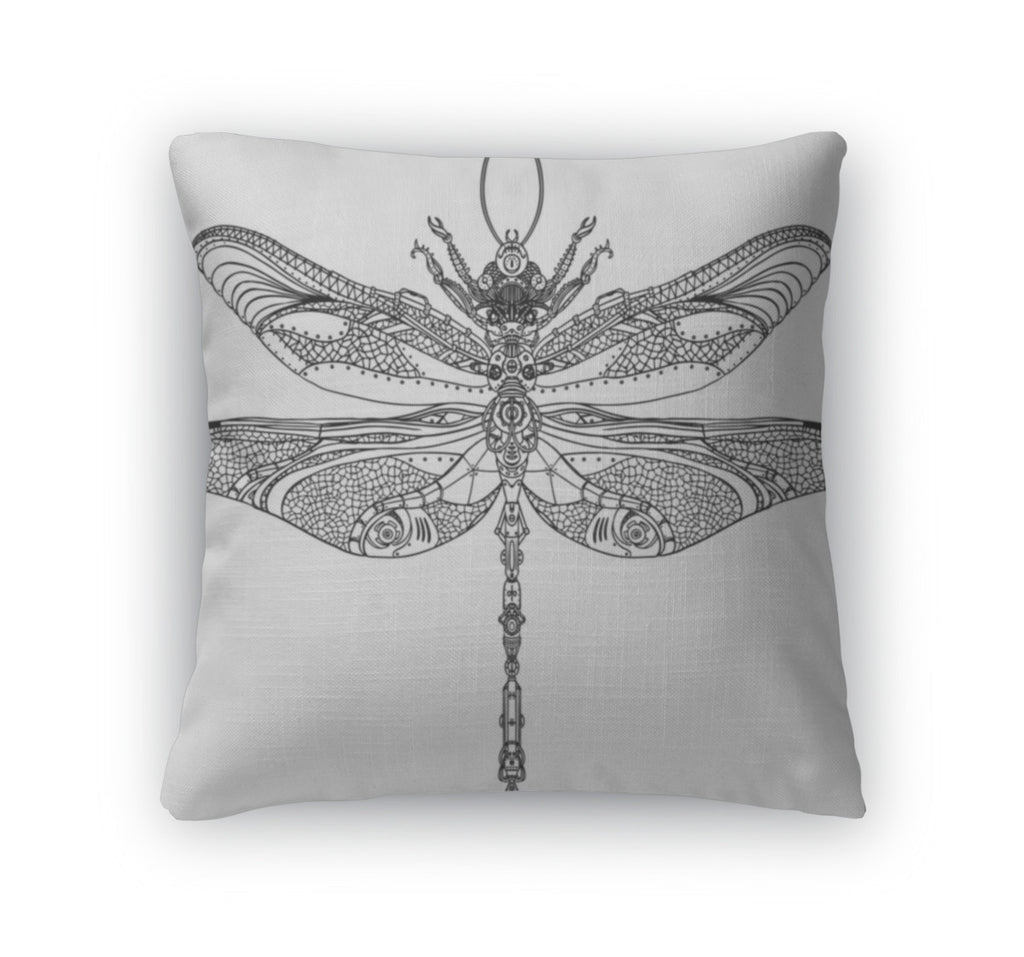 Throw Pillow, Steampunk Dragonfly