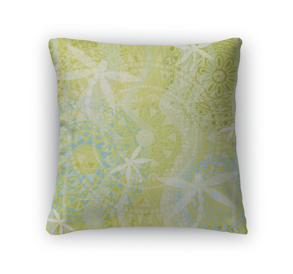 Throw Pillow, Beautiful With Ornament And Dragonfly