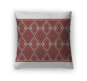 Throw Pillow, Embroidered By Crossstitch Pattern Ukrainian Ethnic Ornament