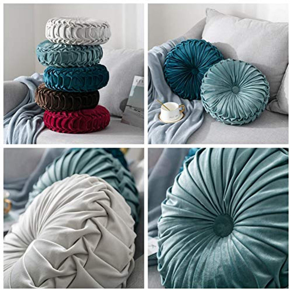 Free 2-day shipping. Buy SUPERHOMUSE Velvet Pleated Round Pumpkin Pillow  Couch Cushion Floor Pillow De…