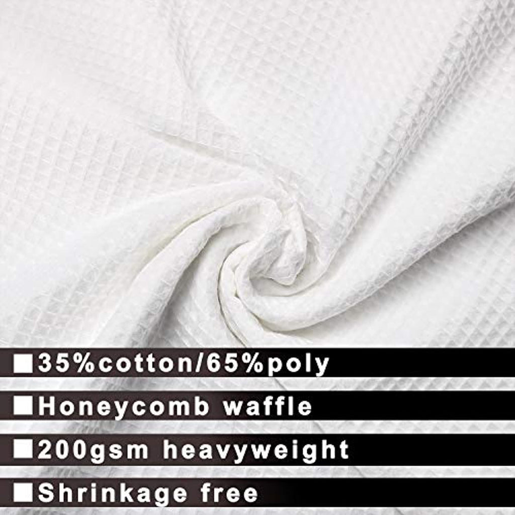 Barossa Design Hotel Style Cotton Shower Curtain with Snap-in Fabric Liner, Mesh Window Top, Honeycomb Waffle Weave Cotton Blend Fabric, Washable, White, 71x72 Inches