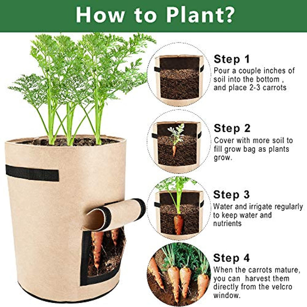 3 Pack 5 Gallon Grow Bags,plants Pots With Handles,indoor