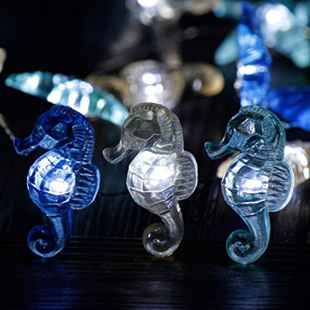 Nautical Theme Decorative String Lights, Under The Sea Sand Dollars Seahorse Beach