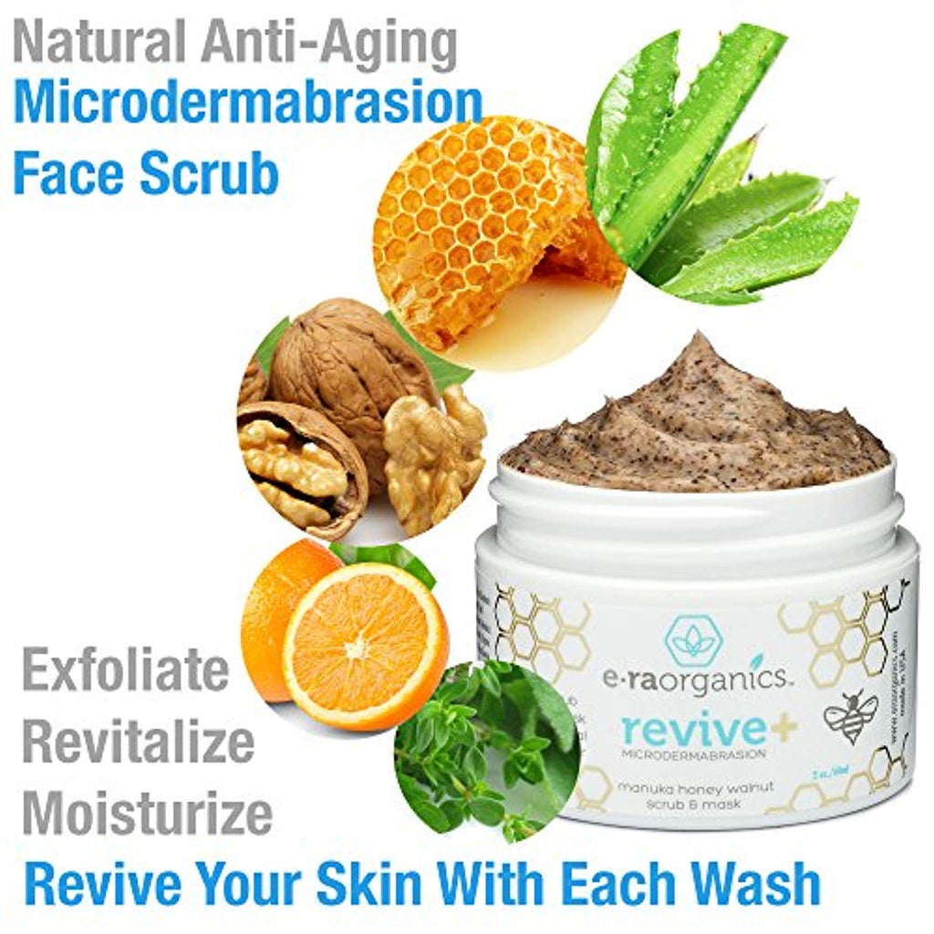 Microdermabrasion Facial Scrub & Face Exfoliator - Natural Exfoliating Face Mask with Manuka Honey & Walnut - Moisturizing Facial Exfoliant