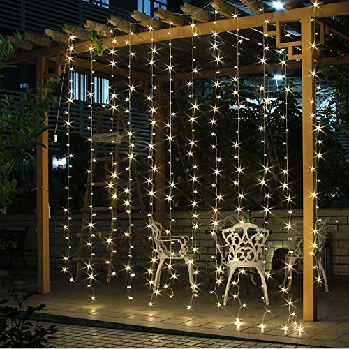 Twinkle Star 300 LED Window Curtain String Lights, Warm White
