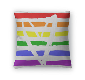 Throw Pillow, Lgbt Flag With Heart