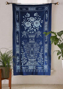 Flber Indigo Tie Dye Tapestry Wall Hanging Mudcloth Sofa Throw,44in x59in