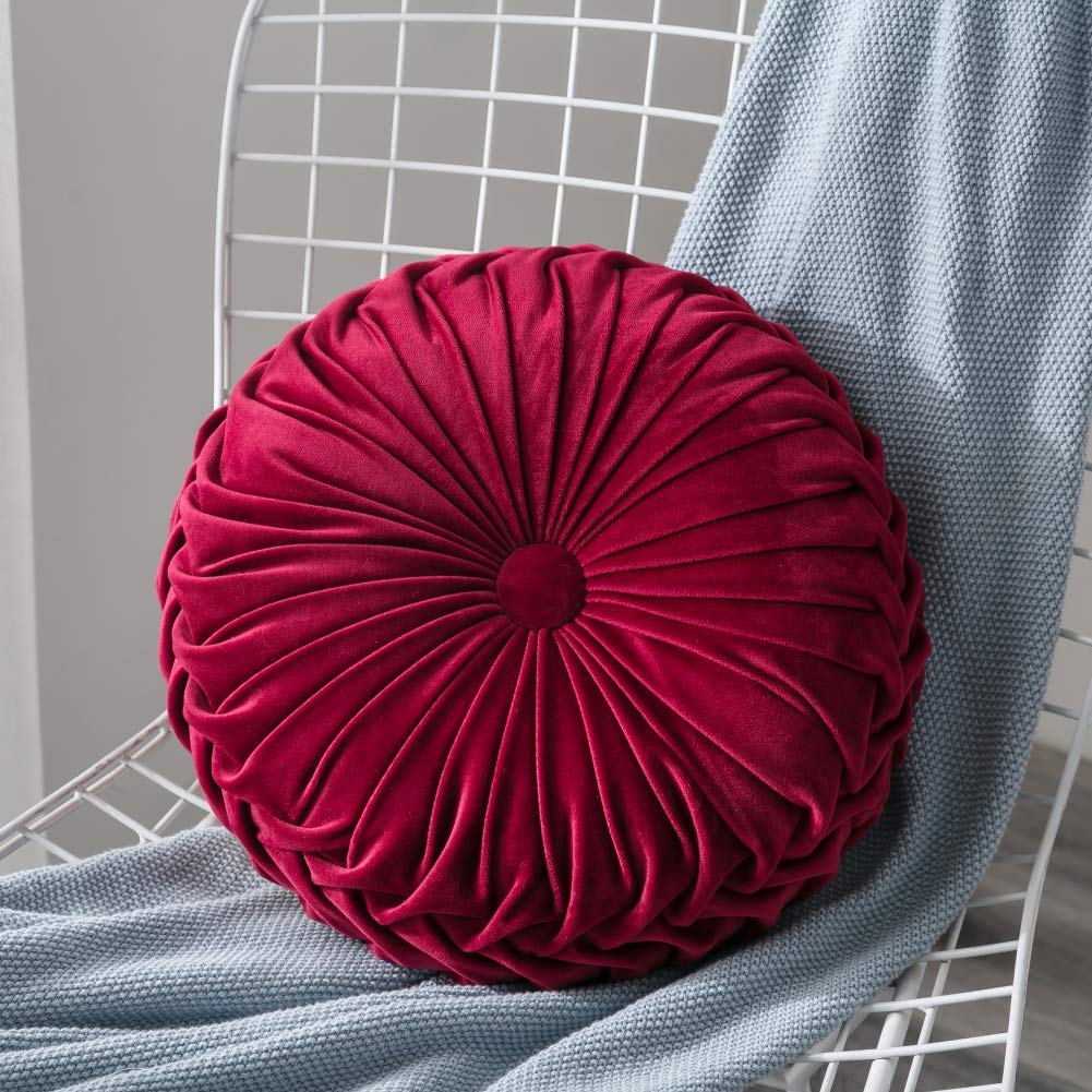 Free 2-day shipping. Buy SUPERHOMUSE Velvet Pleated Round Pumpkin Pillow  Couch Cushion Floor Pillow De…