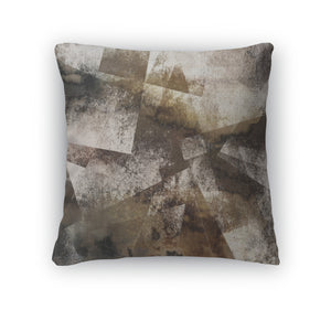 Throw Pillow, Art Abstract Acrylic And Pencil In White Grey Brown
