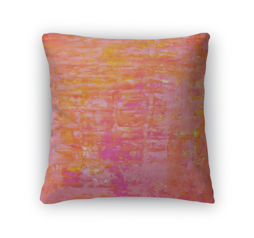 Throw Pillow, Orange And Pink Abstract Art Painting
