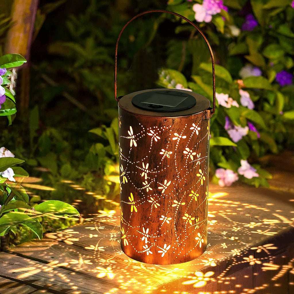Solar Lantern Outdoor Hanging Lanterns with Handle Modern Metal Waterproof  LED Garden Lanterns with Solar Powered Perfect Decoration for Garden