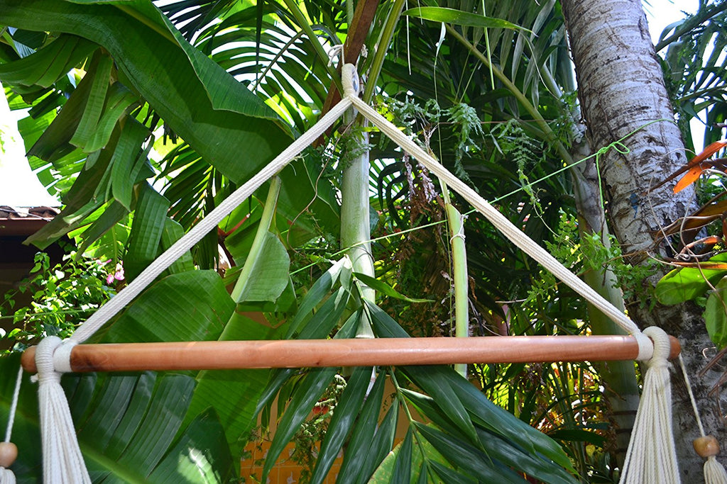 Handmade Hanging Rope Hammock Chair - All Natural Indoor or Outdoor Swing Chair (Off-White)