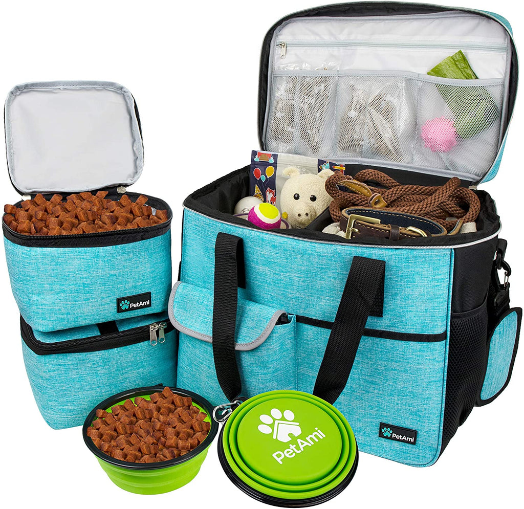 Airline Approved Pet Travel Organizer/Lunch Bag with Food Containers &  Bowls