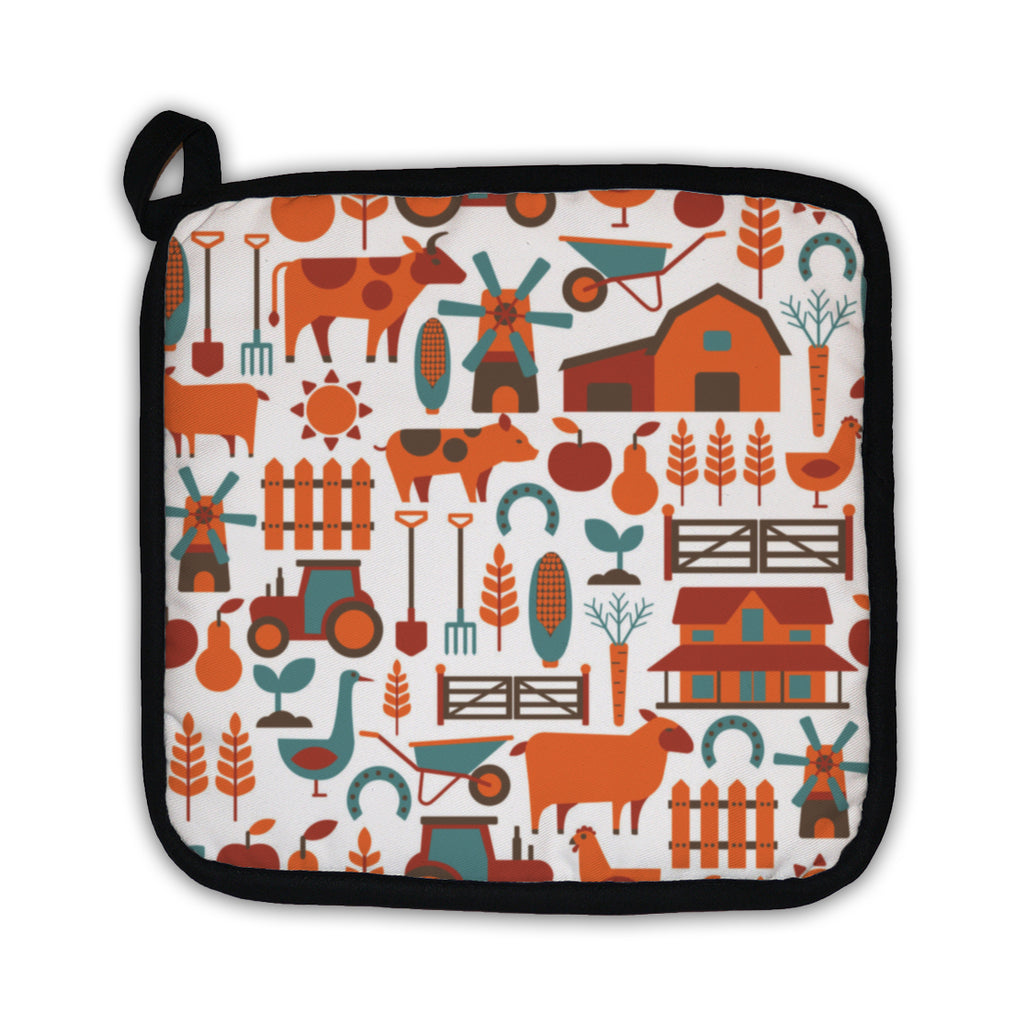 Potholder, Pattern With Farm Related Items