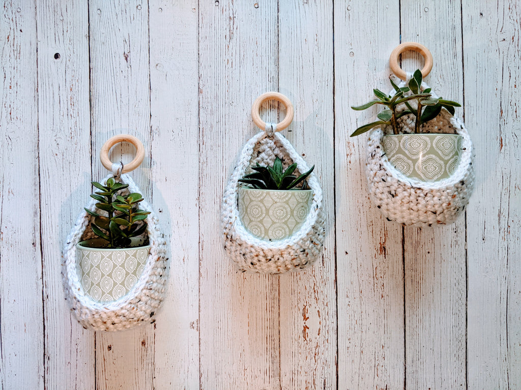 Handmade Knit Hanging Plant Holders for 3-4" Pots, Succulents, Houseplants, Candles--All sold as singles, not sets