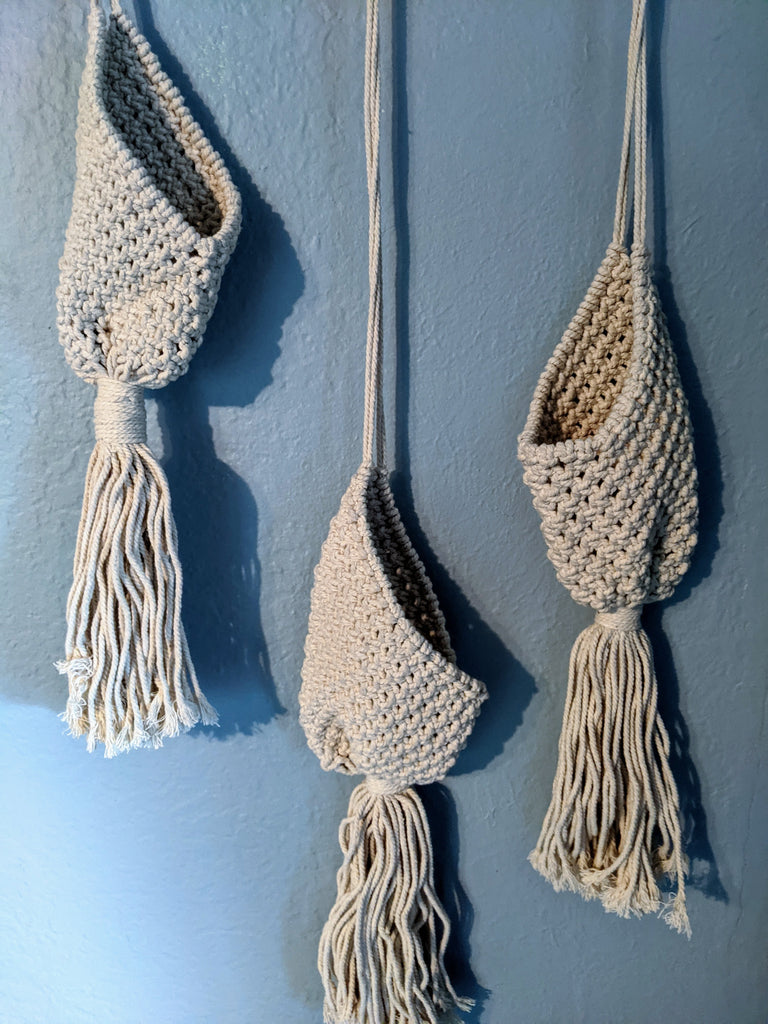 60% OFF! Hand-Made Triple Macrame Plant Hanger-perfect for 3 inch pots, succulents, small plants, candles and more