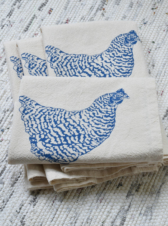 Chicken Print Cloth Napkins - Set of 4 - Organic Cotton