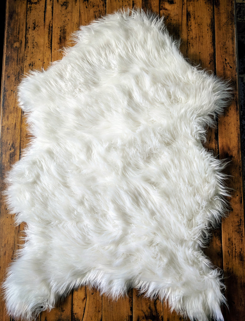 Area Rug Ultra Soft Faux Sheepskin Rug, Throw or Baby Blanket - White