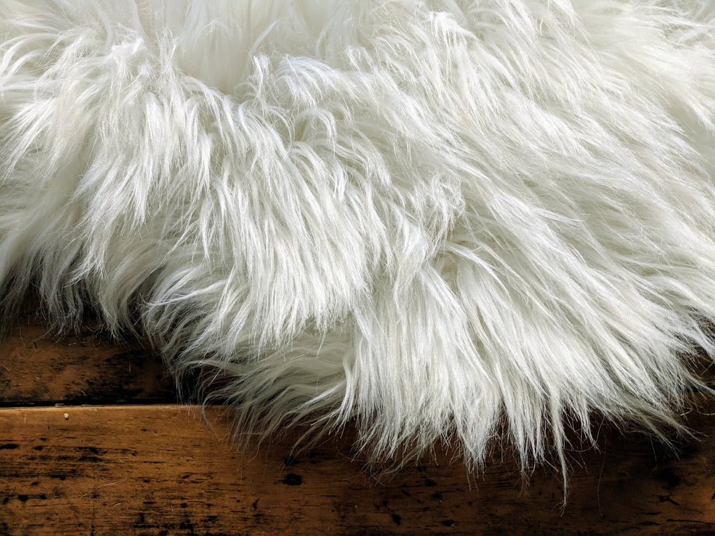Area Rug Ultra Soft Faux Sheepskin Rug, Throw or Baby Blanket - White